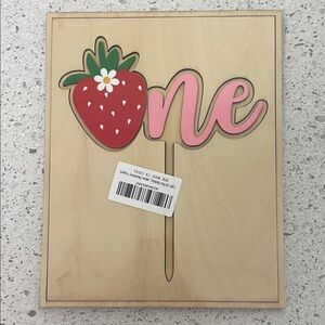 Strawberry Themed 'One' Cake Topper